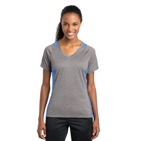 Women's Heather Colorblock Contender V Neck Tee Thumbnail