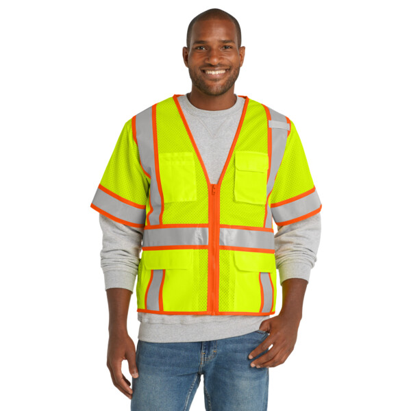 Ansi 107 Class 3 Surveyor Mesh Zippered Two Tone Short Sleeve Vest Thumbnail